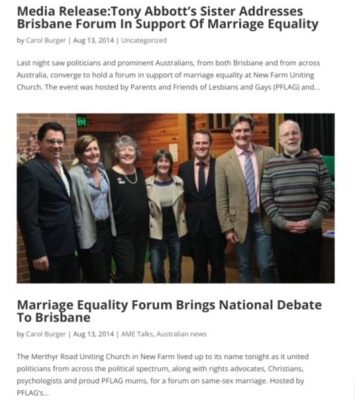 Forum in Brisbane Organised by PFLAG+